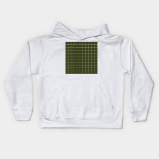 Grid (Olive Green) Kids Hoodie